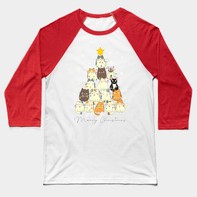 Catmas Tree Baseball T-Shirt by Atlas Sage Apparel